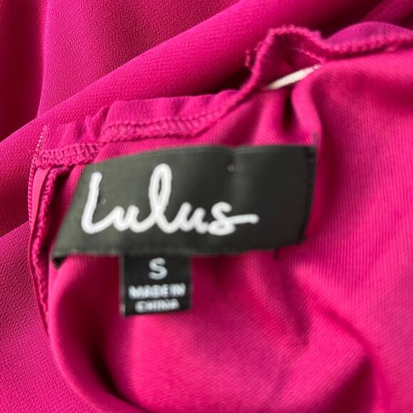 Lulus Strappy to be Here Maxi Dress Sz Small Fuchsia Corsette Apron Neck Prom - Picture 10 of 16